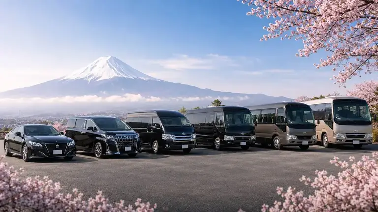 日本包車商務車與富士山