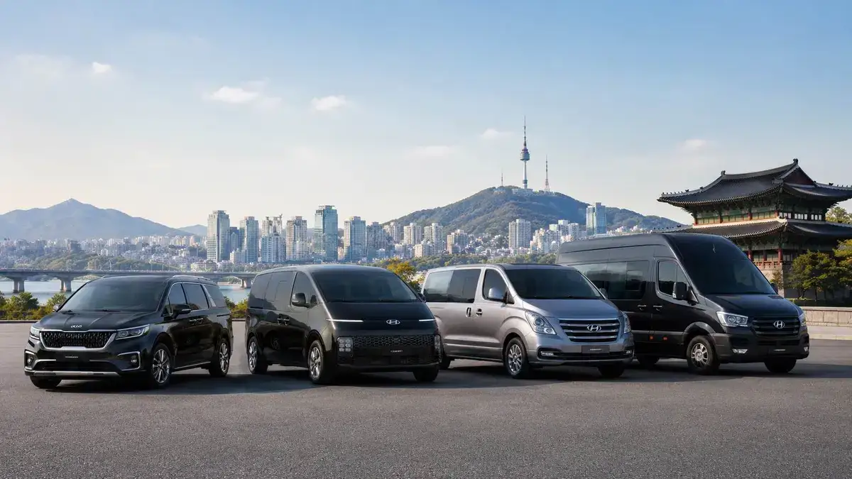櫻花出行韓國車隊整體：KIA Carnival、Hyundai Staria、Starex、Solati