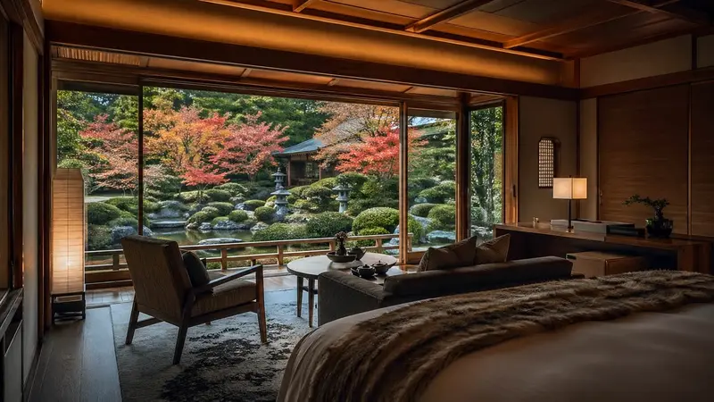 京都古都靜奢型頂級酒店庭園氛圍圖