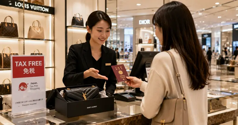 旅客在百貨公司精品櫃出示護照購買高單價商品