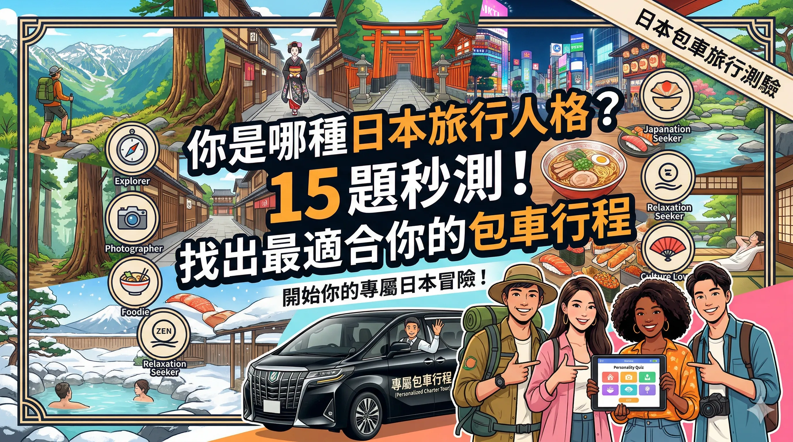 你是哪種日本旅行人格？15 題秒測！找出最適合你的包車行程