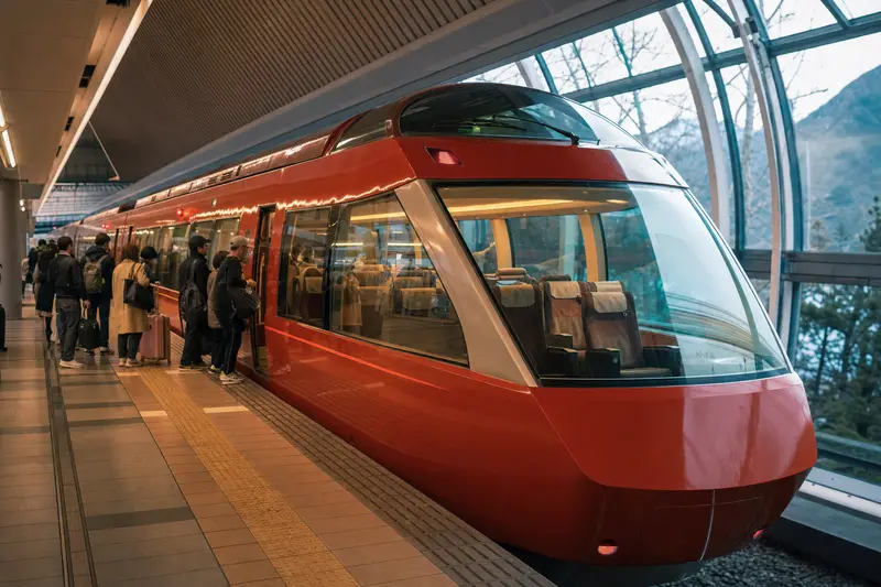 小田急 Romance Car 風格特急車與上車旅客