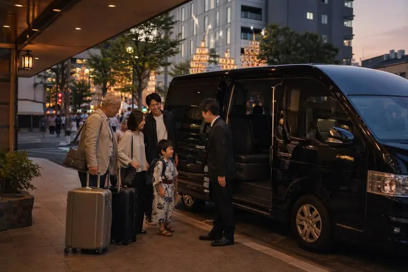 秋田竿燈祭多人家庭包車接送情境