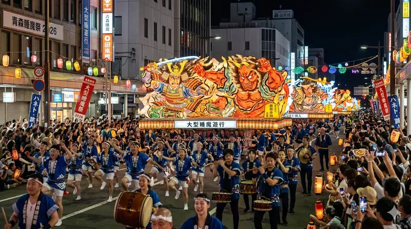 青森睡魔祭大型燈籠花車遊行示意