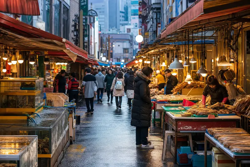 南浦洞傳統市場與美食街展現老釜山生活感。
