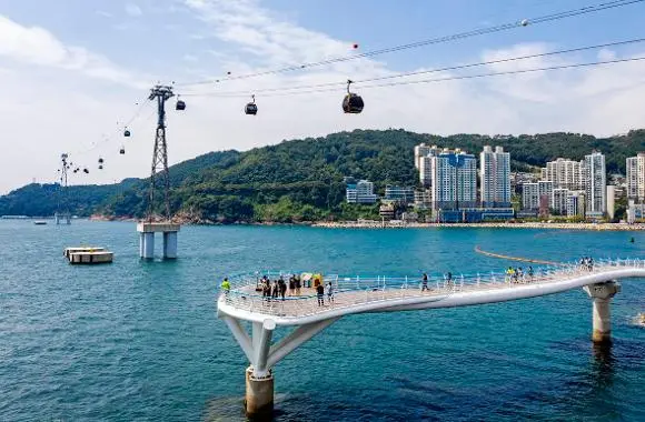 松島灣站位在松島海水浴場旁，跨海連到對岸的松島 Sky Park 站。