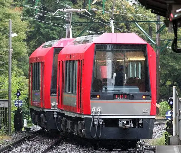 箱根登山電車行經大平台沿線的紅葉