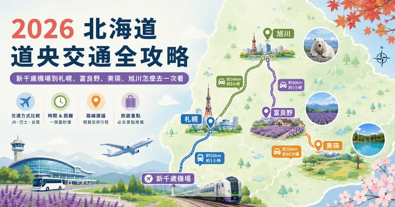 2026 北海道道央交通全攻略|新千歲機場到札幌、富良野、美瑛、旭川怎麼去一次看