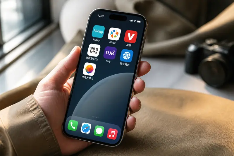 多家 eSIM 品牌的 App 圖示排列在手機桌面上