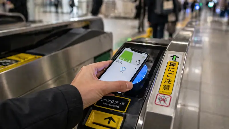 iPhone 日本交通卡過閘門感應示意