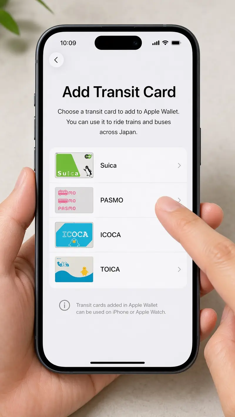Apple Wallet 選擇 Suica PASMO ICOCA TOICA 步驟