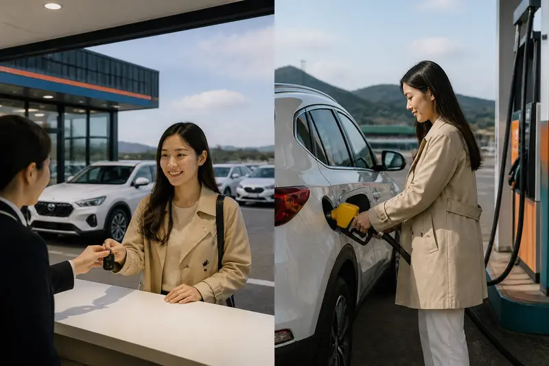 濟州租車取車與自助加油示意