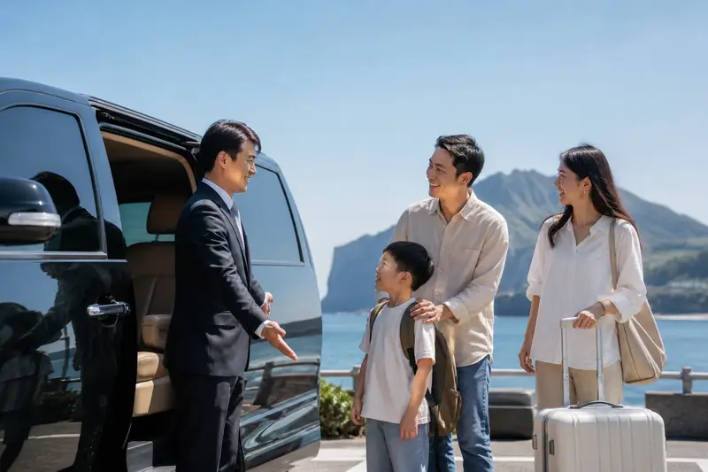 濟州包車司機接送與家庭出遊示意