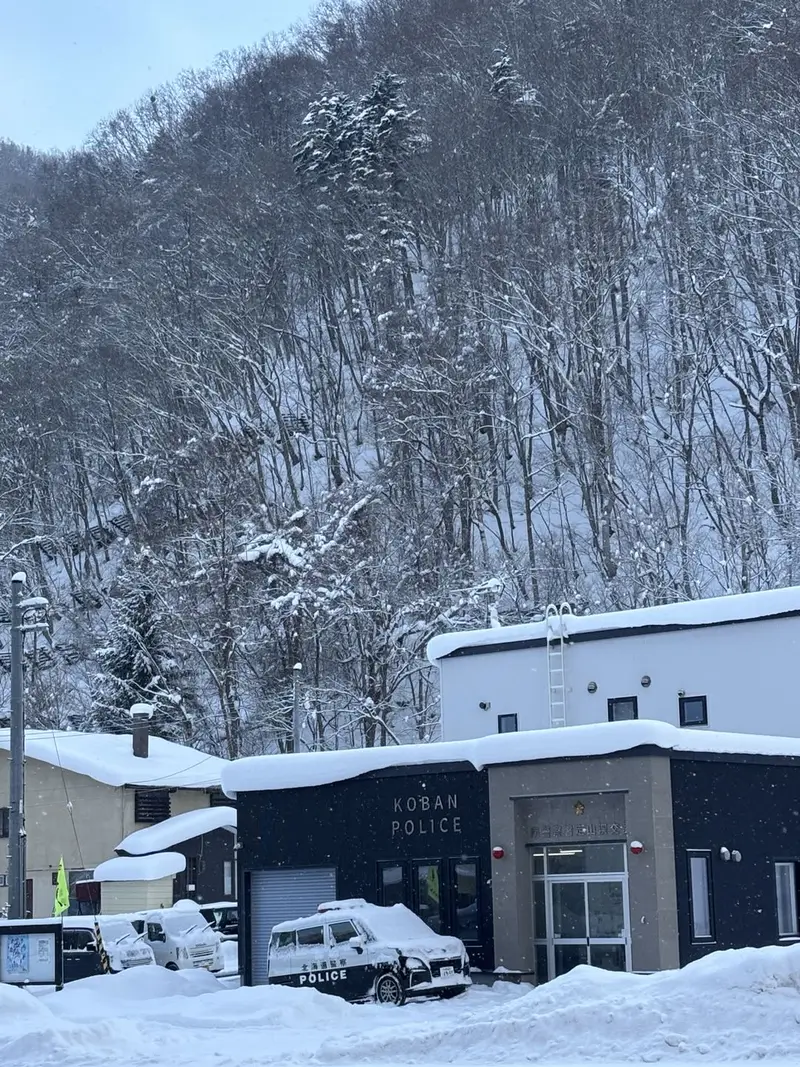 冬季定山溪雪景與溫泉旅館，道路兩旁積雪，凸顯冬季交通與自駕挑戰