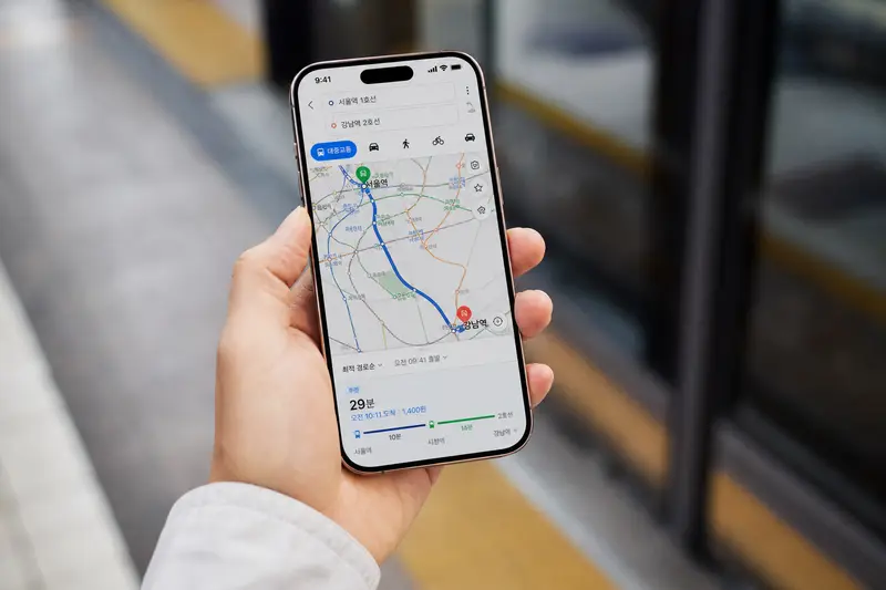 Naver Map 路線規劃與大眾運輸查詢畫面