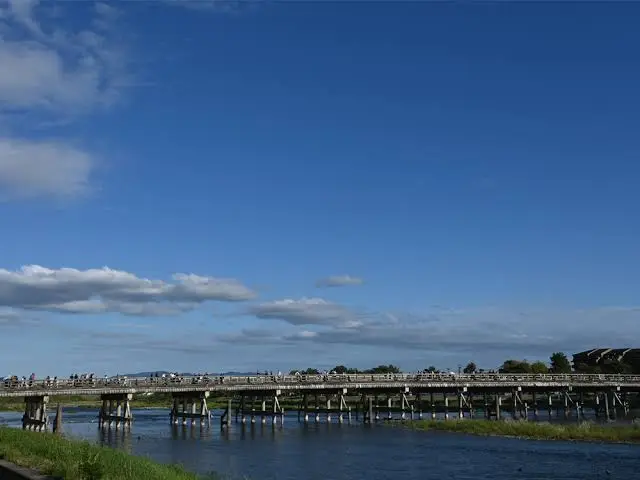 京都嵐山渡月橋與桂川、嵐山山景