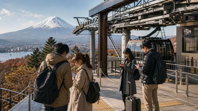 河口湖富士山纜車停運公告概念圖