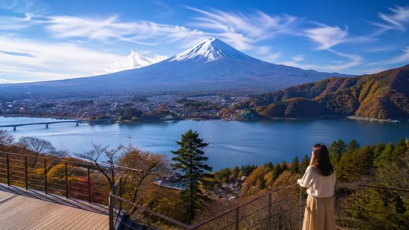 河口湖天上山展望視角與富士山景觀