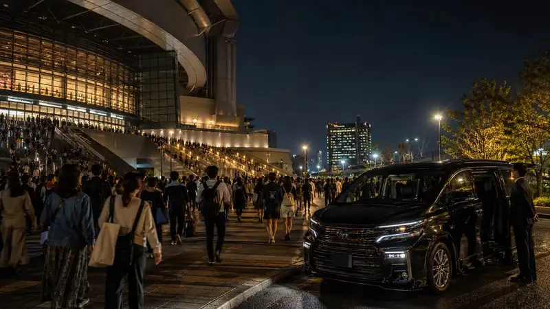 日本演唱會散場接送與夜間移動情境圖