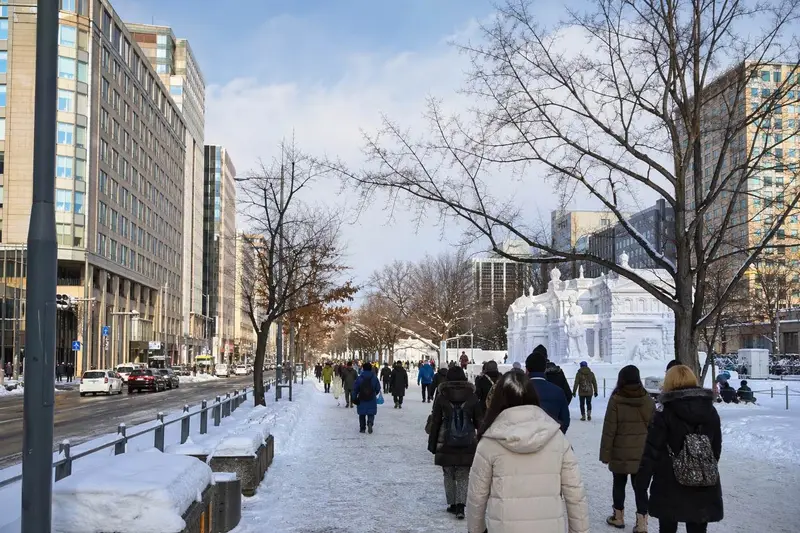 札幌雪祭大通住宿區與大通公園周邊冬季街景
