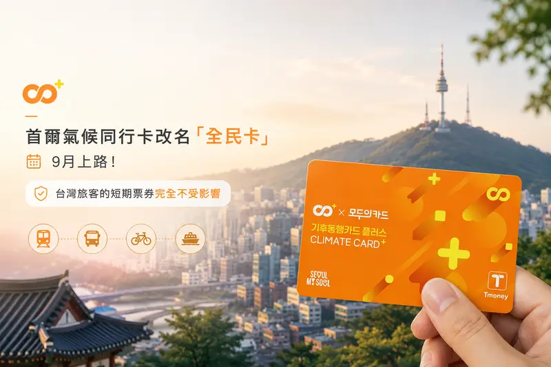 首爾氣候同行卡改名「全民卡」9月上路!台灣旅客的短期票券完全不受影響