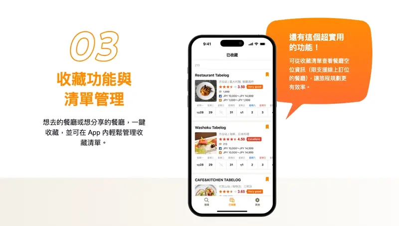 Tabelog 主要功能3