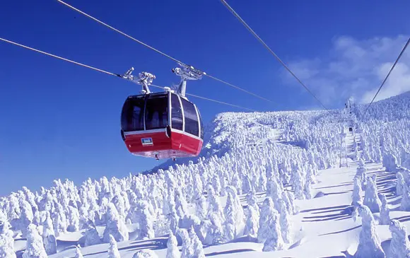 藏王樹冰雪怪森林與紅色纜車