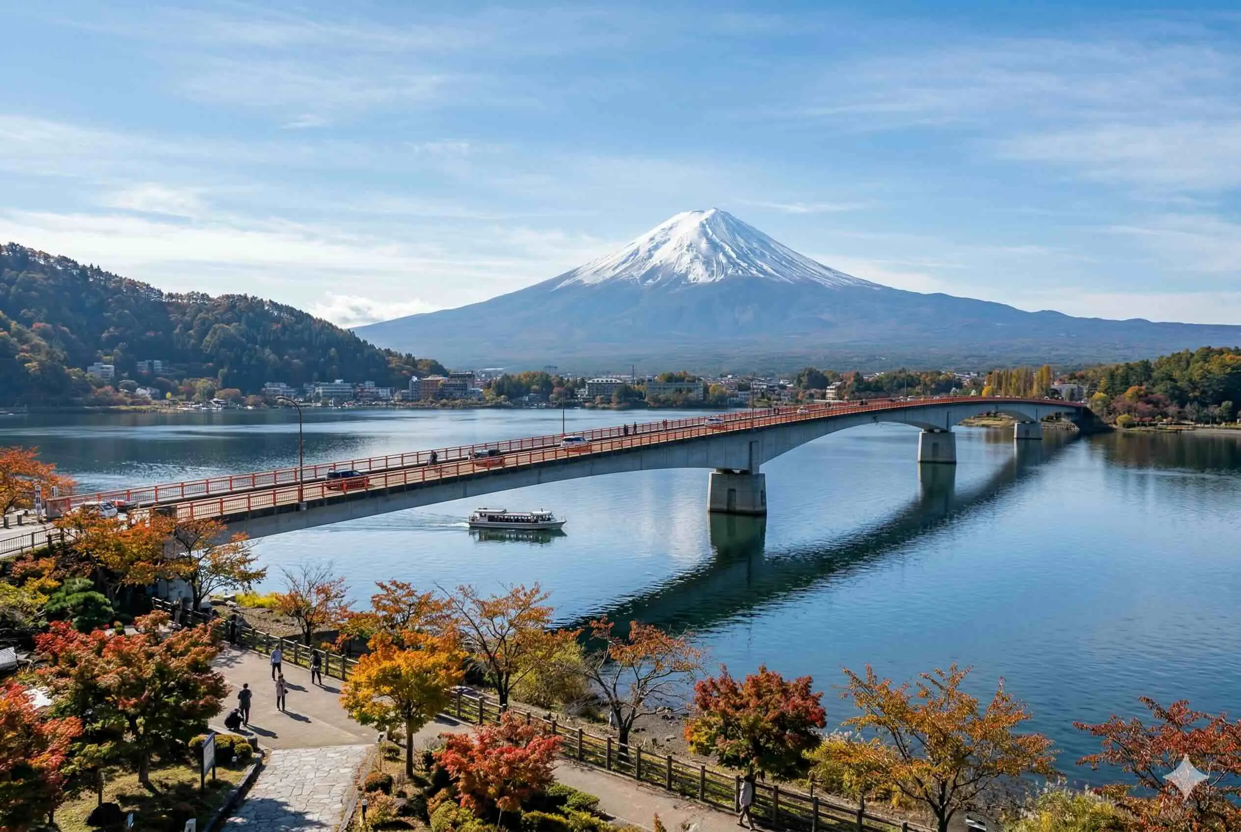 河口湖大橋與富士山倒影