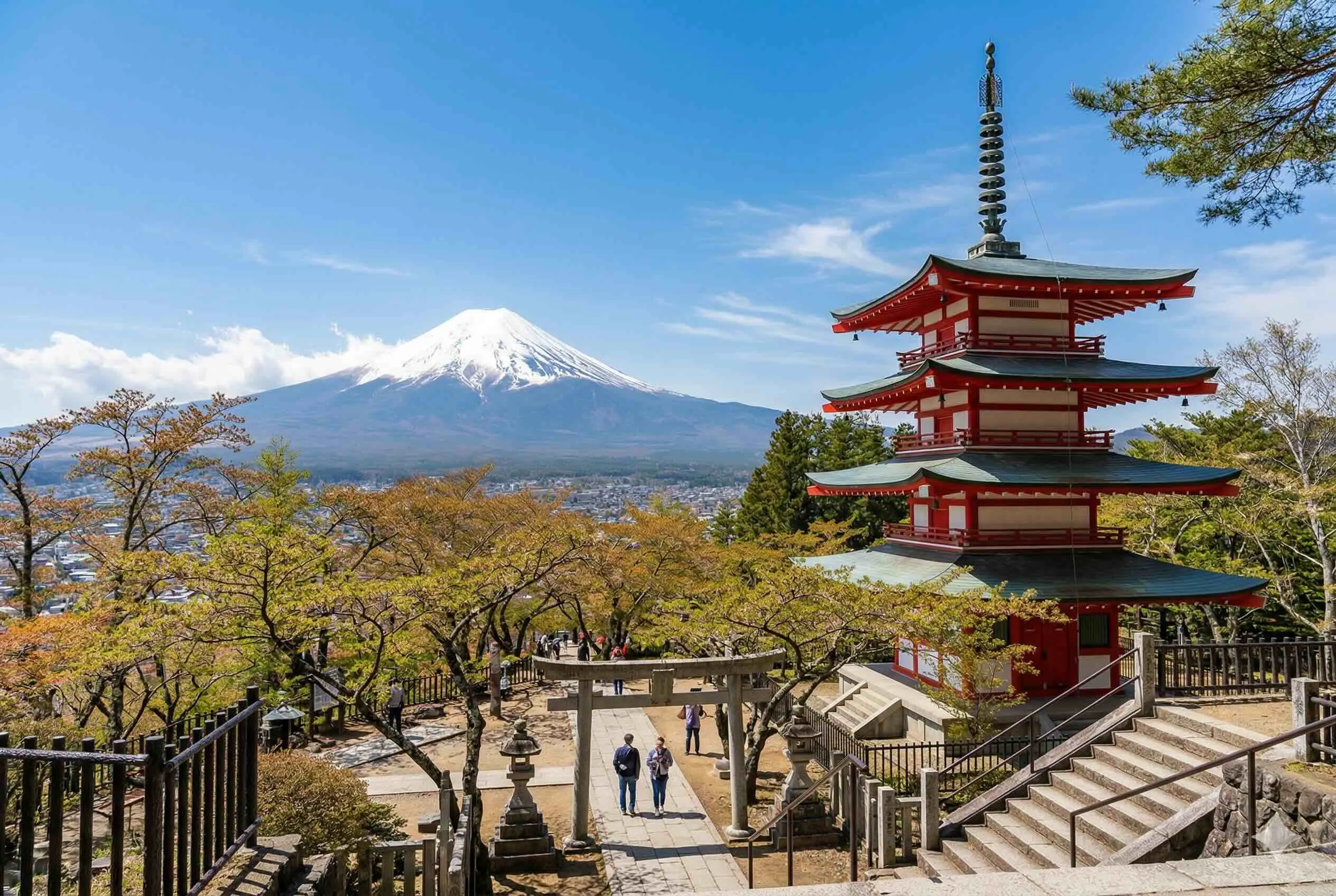 新倉富士淺間神社五重塔與富士山