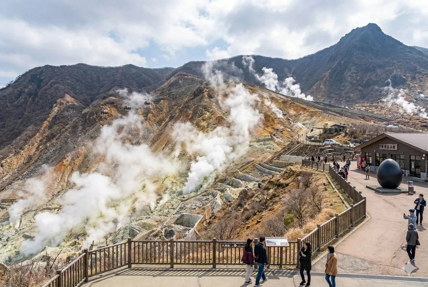 大涌谷火山口硫磺蒸氣