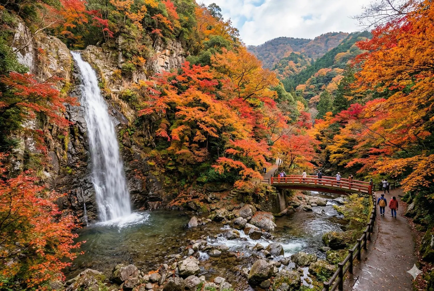 箕面大瀑布秋季紅葉