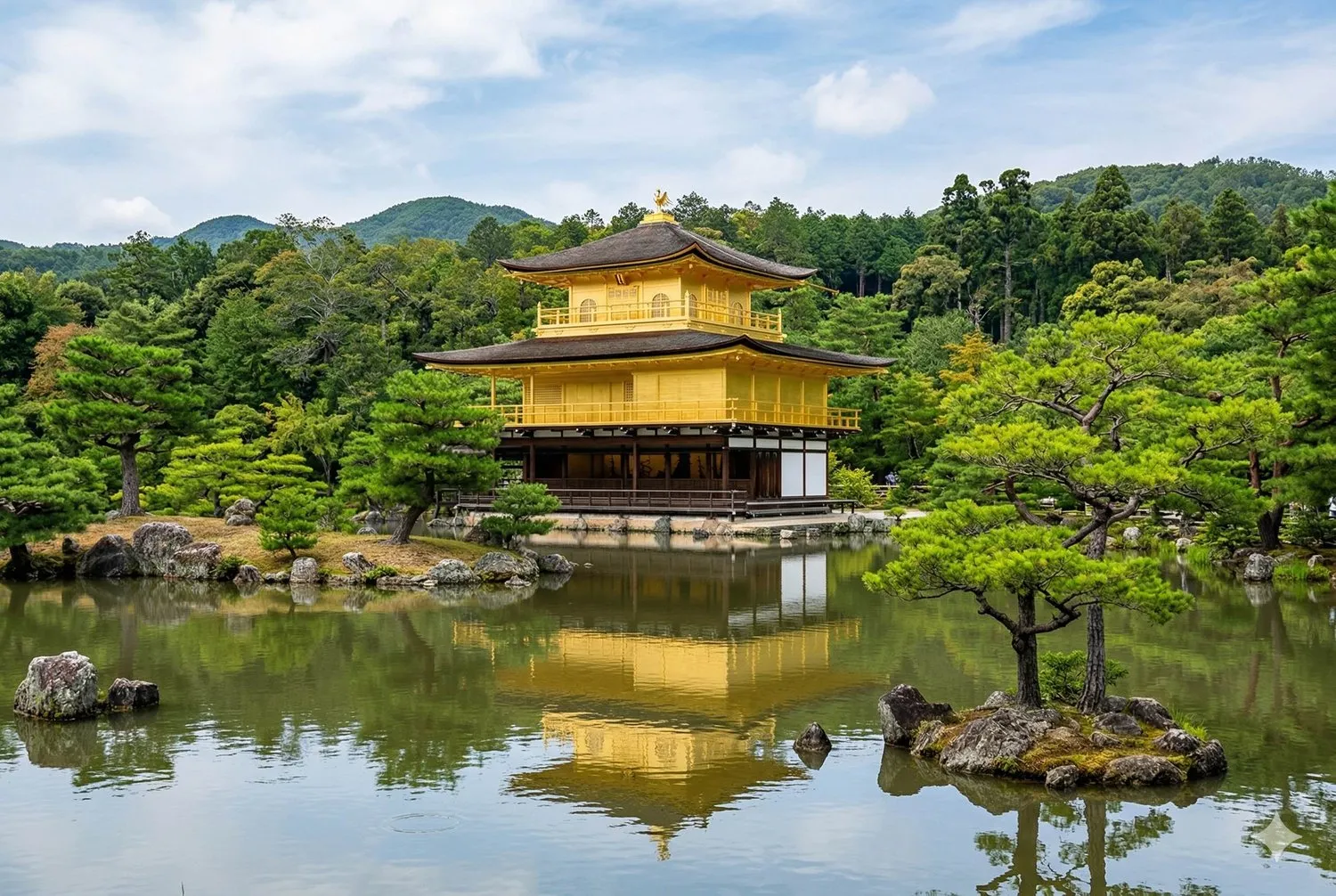 金閣寺金色舍利殿倒映鏡湖池