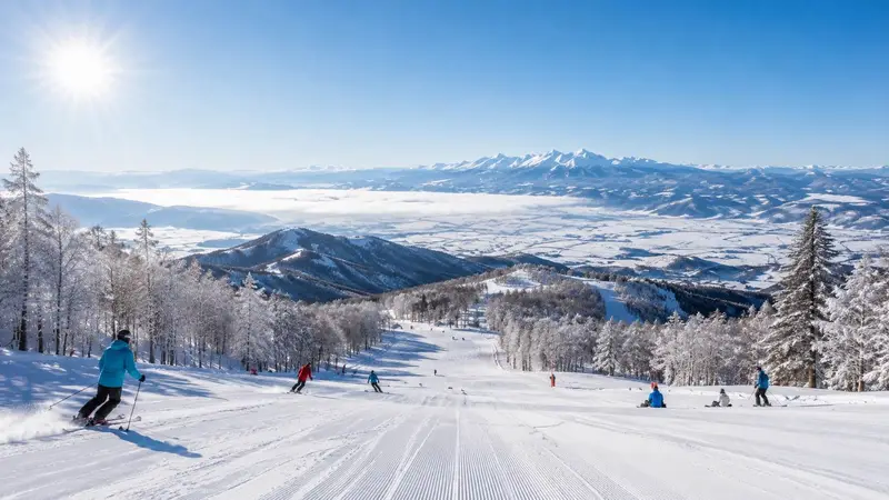 富良野滑雪場雪道與雪山視野