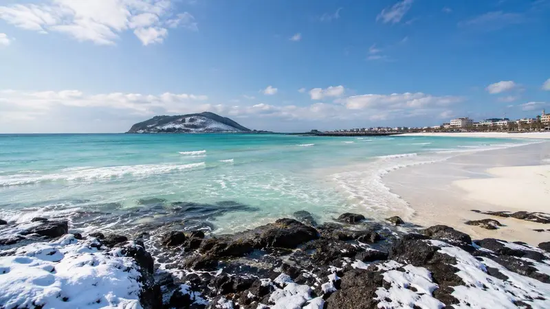 濟州挾才海水浴場冬季海景