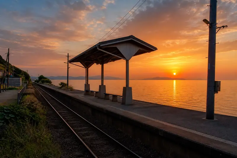 下灘站海景月台夕陽